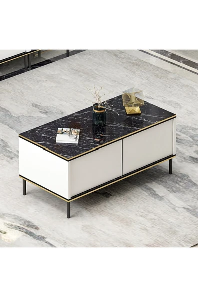 İNARCH DİZAYN İmaj Orta Sehpa Beyaz (Mermer Desen) - Resim 3