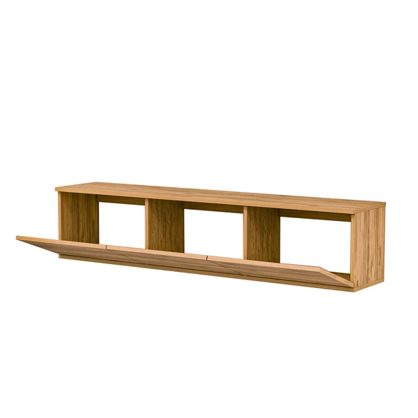 Neon Duvara Monte 3 Kapaklı TV Sehpası – 160 cm – Minimal Tasarım, Atlantik Çam - Resim 4