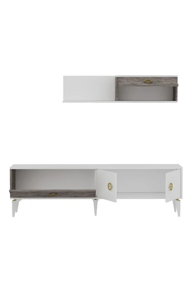 İNARCH DİZAYN Zümrüt T0019 Tv Ünitesi Gordion Mermer/Beyaz Takım - Resim 5