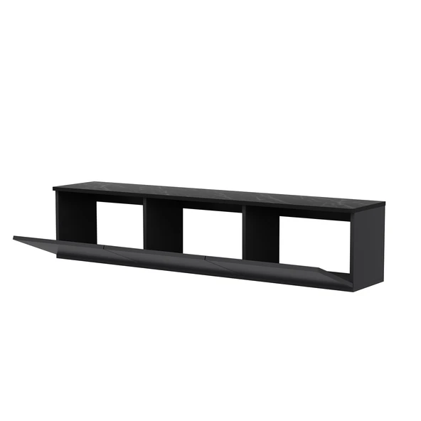 İNARCH DİZAYN Neon Duvara Monte 3 Kapaklı TV Sehpası – 160 cm – Minimal Tasarım, Antrasit(Mermer Desen) - Resim 4