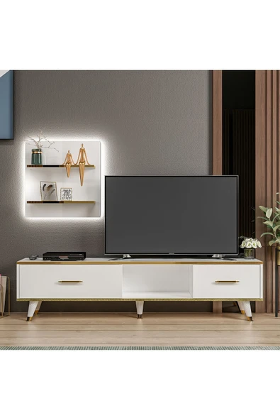 İNARCH DİZAYN Aren Işıklı Tv Ünitesi Beyaz ürün görseli 1