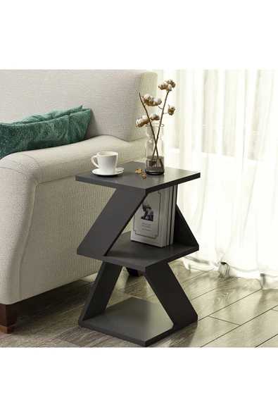 İNARCH DİZAYN Albeni Yan Sehpa Antrasit - Resim 4