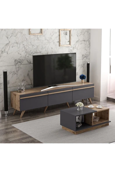 İNARCH DİZAYN Amsterdam Tv Ünitesi Concept Orta Sehpa Takım Antrasit-çırağan ürün görseli 1