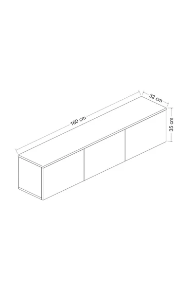İNARCH DİZAYN Neon Duvara Monte 3 Kapaklı TV Sehpası – 160 cm – Minimal Tasarım, Beyaz/Safir Meşe - Resim 5
