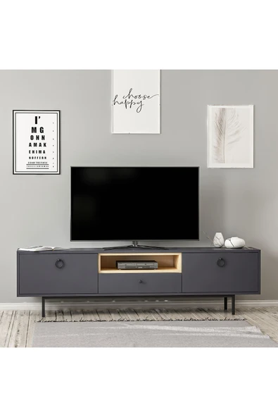 İNARCH DİZAYN Naturel Tv Ünitesi Antrasit