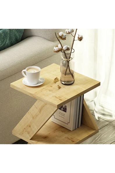 İNARCH DİZAYN Albeni Yan Sehpa Safir Meşe - Resim 4