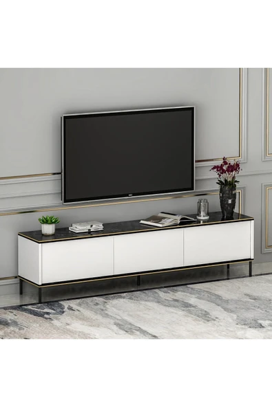 İNARCH DİZAYN İmaj Tv Ünitesi Beyaz (Mermer Desen) - Resim 6