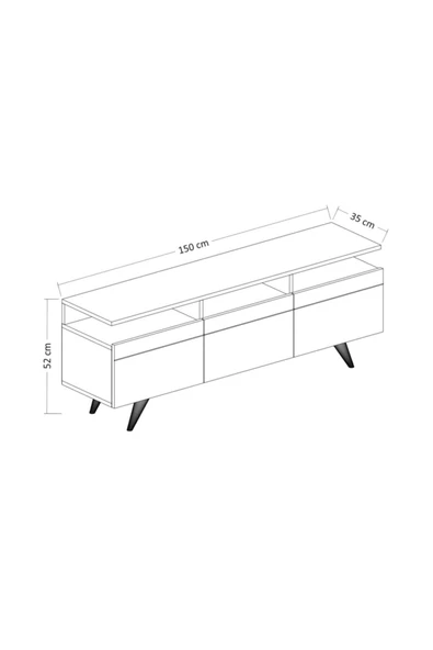 İNARCH DİZAYN Berlin Tv Ünitesi 150cm 3 Kapaklı Beyaz/Safir Meşe - 8