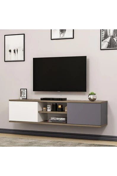 İNARCH DİZAYN Ayze Duvara Monte Tv Ünitesi Beyaz - Antrasit - Çırağan - Resim 4