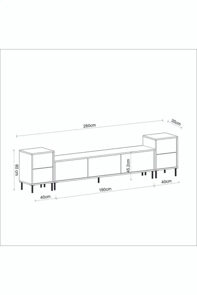 İNARCH DİZAYN İmaj Tv Ünitesi ve Komodin Takım Antrasit (Mermer Desen) - 5