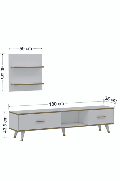İNARCH DİZAYN Aren Işıklı Tv Ünitesi Beyaz - Resim 8