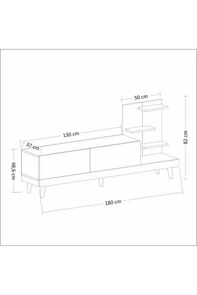 İNARCH DİZAYN Dizayn Raflı Tv Ünitesi Antrasit/Çırağan - Resim 6