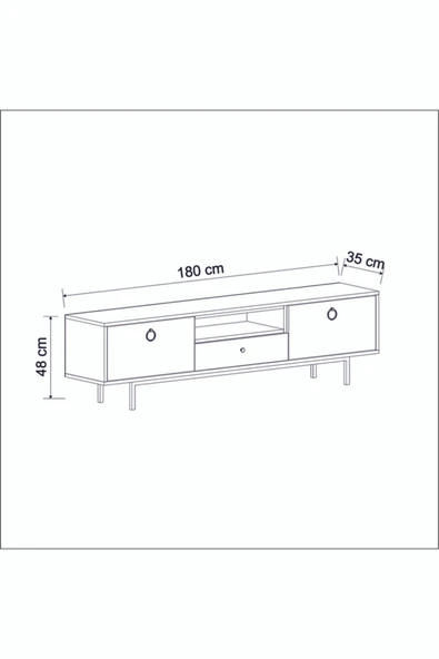 İNARCH DİZAYN Naturel Tv Ünitesi Ve Orta Sehpa Takım ( 2'li Set) Antrasit - Resim 7