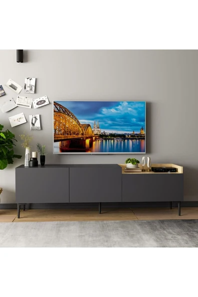 İNARCH DİZAYN Mia Tv Ünitesi Antrasit/Safir Meşe