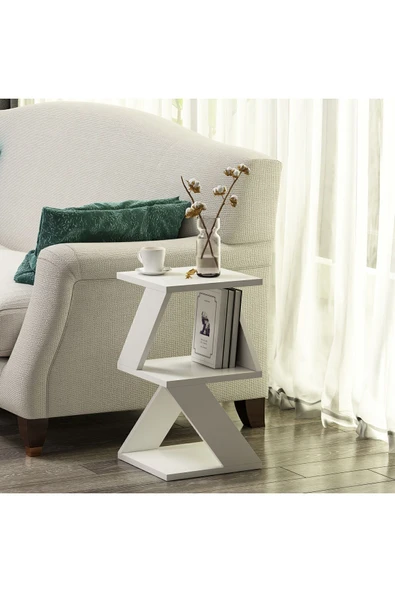 İNARCH DİZAYN Albeni Yan Sehpa Beyaz - 3