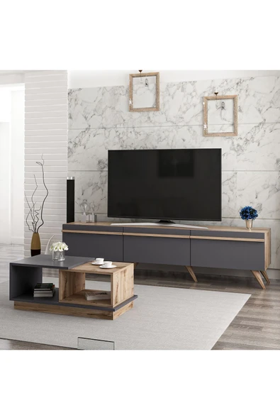 İNARCH DİZAYN Amsterdam Tv Ünitesi Concept Orta Sehpa Takım Antrasit-çırağan - Resim 2