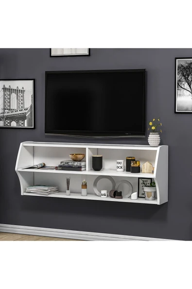 İNARCH DİZAYN Sofya Duvara Monte Tv Ünitesi Beyaz - 3