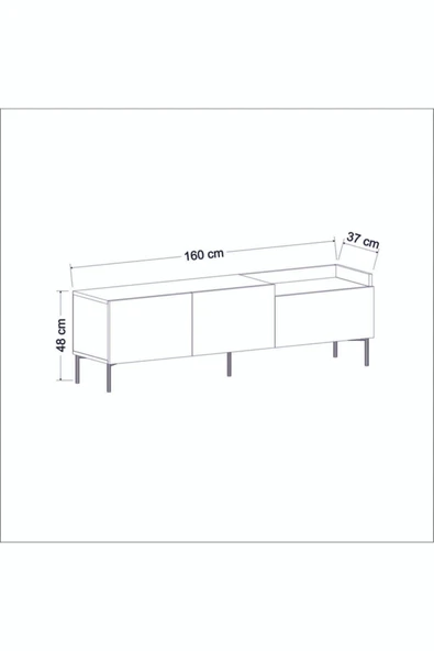 İNARCH DİZAYN Mia Tv Ünitesi Antrasit/Safir Meşe - 6