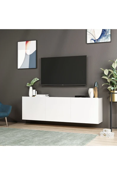 İNARCH DİZAYN White Duvara Monte Tv Ünitesi Beyaz - Resim 3