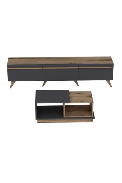 İNARCH DİZAYN Amsterdam Tv Ünitesi Concept Orta Sehpa Takım Antrasit-çırağan - Resim 8