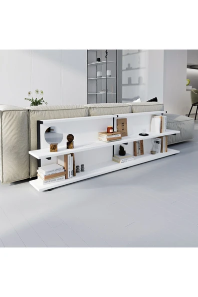 İNARCH DİZAYN Mela Koltuk Arkası Sehpa Beyaz - Resim 3