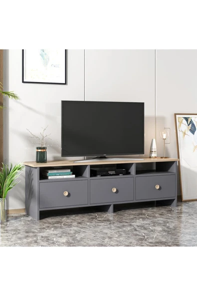 İNARCH DİZAYN Oslo Tv Ünitesi Antrasit/Çırağan - Resim 3