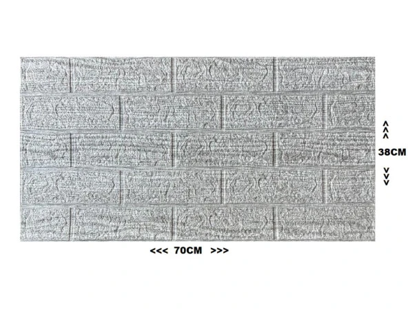 Renkli Duvarlar 70x38cm 1 Adet  Çizgili Gri Tuğla Arkası Yapışkanlı Esnek Silinebilir Duvar Kağıdı Paneli - Resim 2