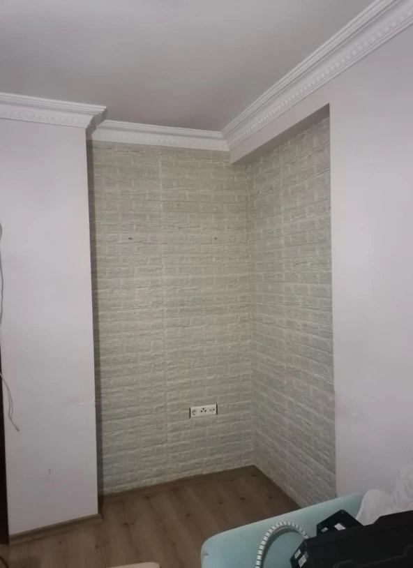 Renkli Duvarlar 70x38cm 1 Adet  Çizgili Gri Tuğla Arkası Yapışkanlı Esnek Silinebilir Duvar Kağıdı Paneli - Resim 3