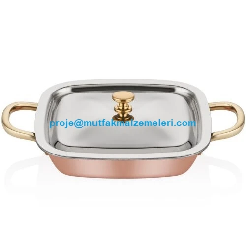 Multi Metal Bakır Kare Tencere