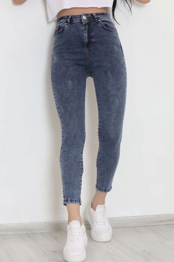 Süper Likra Kot Pantolon Mavi1 - 2