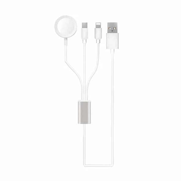 Akıllı Saat + Lightning + Type-C-Wireless USB Şarj Çoklu Kablosu 3 in 1