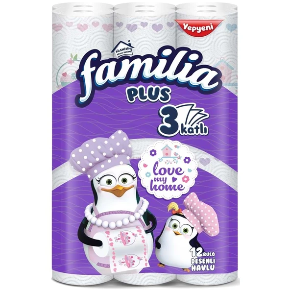Familia Kağıt Havlu Plus Desenli 12 Li Pk (3 Katlı) Love My Home ürün görseli 1