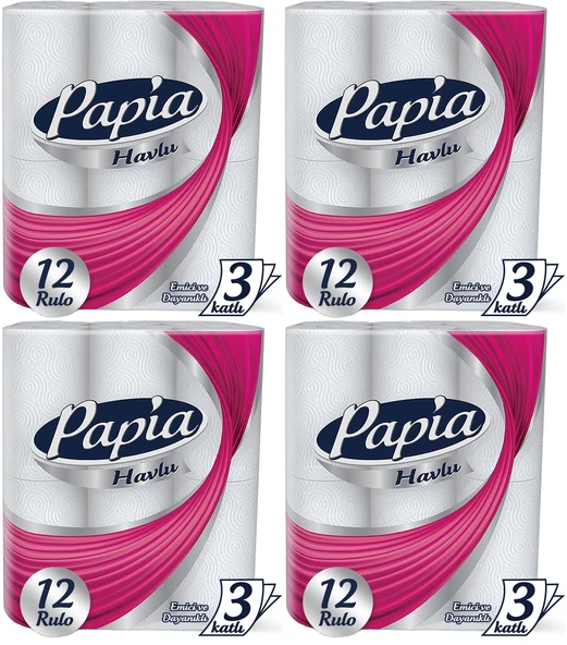 Papia kağıt Havlu 48 Li Set (3 Katlı) (4PK*12)