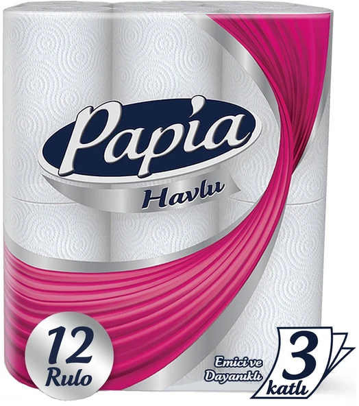 Papia kağıt Havlu 48 Li Set (3 Katlı) (4PK*12) - 2