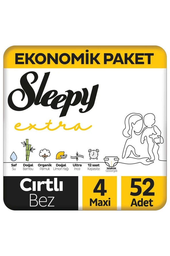 Sleepy Extra Günlük Aktivite 4 Numara Maxi 52'li Bebek Bezi