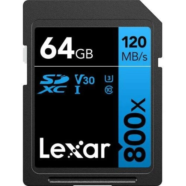 Lexar 64GB 800X SD UhsI V30 120MB/S Hafıza Kartı