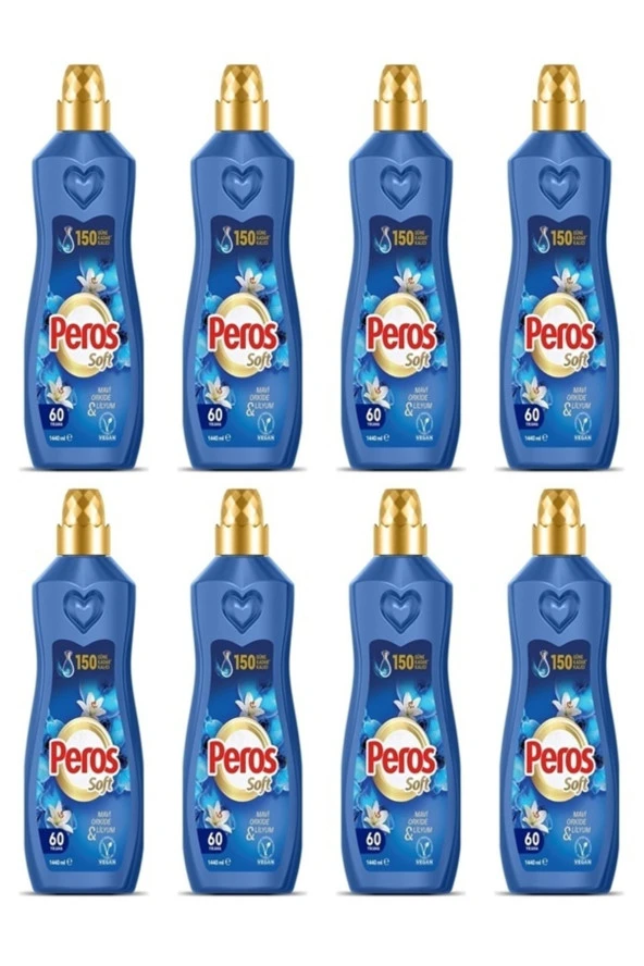 PEROS Konsantre Yumuşatıcı Mavi Orkide & Lilyum 1440 ml X 8 Li Süper Avantaj Paketi