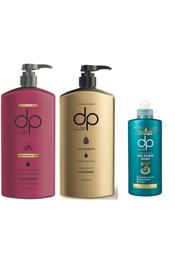 DP Daily Perfection Kantaron Yağı-çam Terebentin Tuzsuz Şampuan 500 Ml+ Saç Bakım Kürü 200 Ml