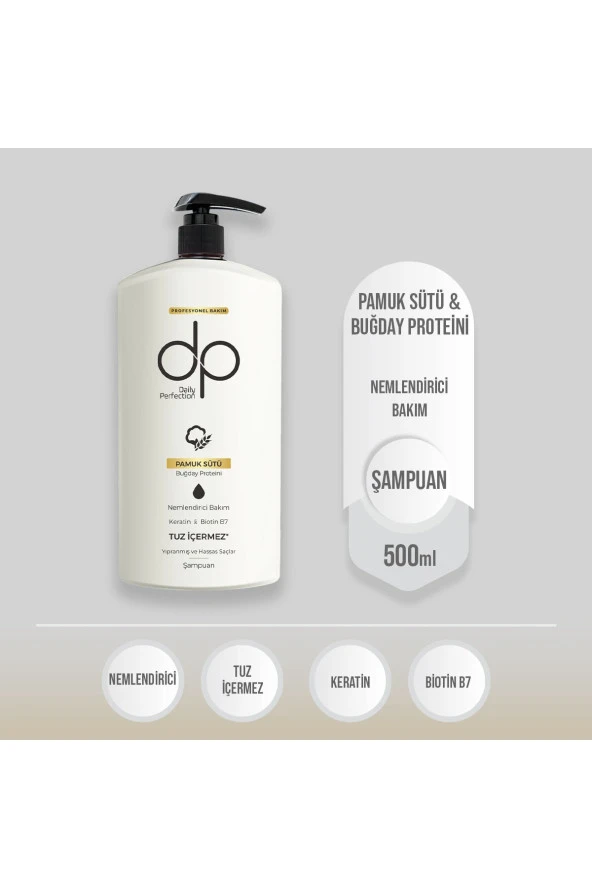 DP DAİLY PERFECTİON Daily Perfection Pamuk Sütü Buğday Proteini 500 Ml Tuzsuz Şampuan