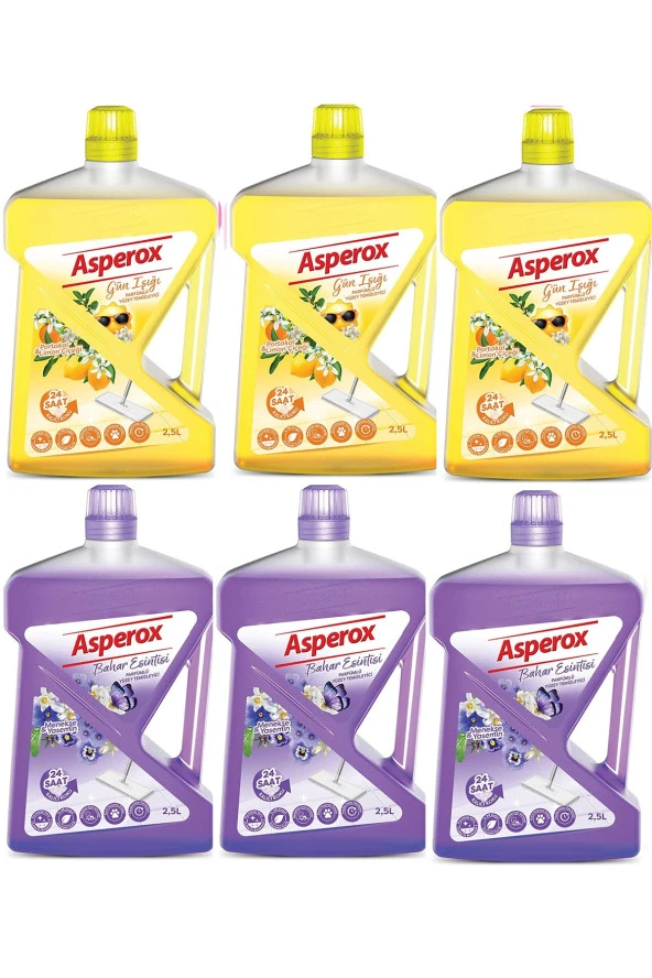 ASPEROX Yüzey Temizleyici 2,5 Lt Portakal & Limon 3 Adet Menekşe & Yasemin 3 Adet