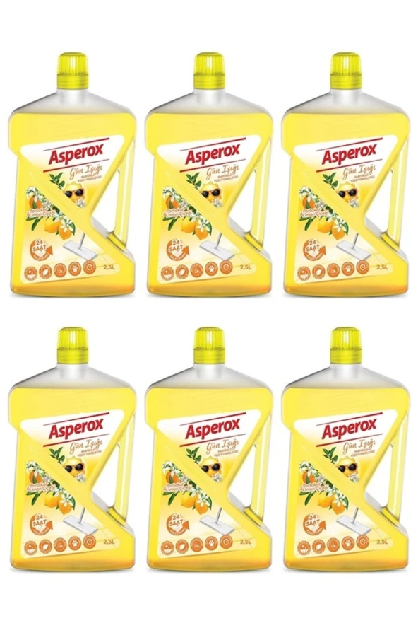 ASPEROX Yüzey Temizleyici Portakal & Limon 2,5 Lt X 6 Lı Süper Avantaj Paketi