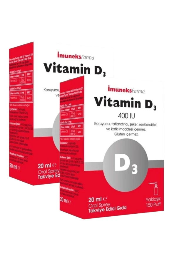 İmuneks Vitamin D3 400 IU Sprey 20 ml 2 Adet ürün görseli 1
