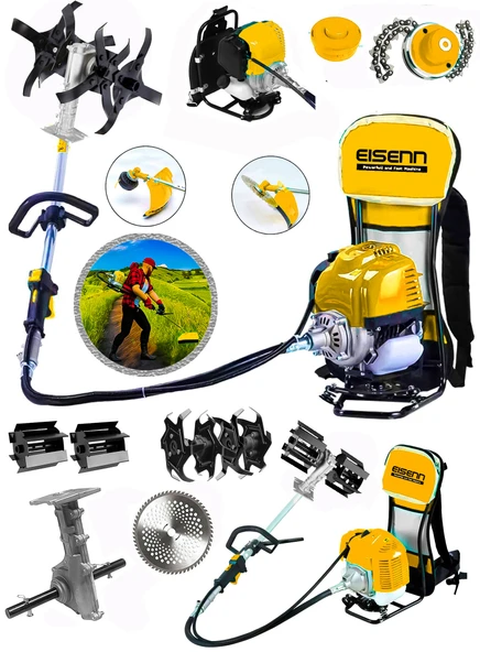 Eisenn Alman Magnatec Seri 20 Hp Sırt Tipi Tırpan Toprak Eşeleme + Akrobat Çapa Aparatı - 2