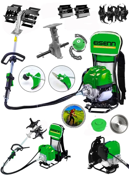 Eisenn Alman Krupp Seri Turbo Arazi Seti 20 HP Sırt Tırpan + Toprak Eşeleme + Akrobat Çapa Aparatı - 2