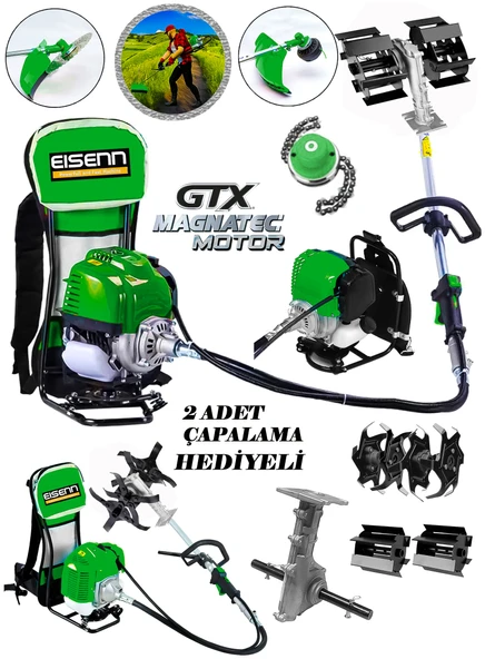 Eisenn Alman Spark Motor Seri 20 Hp Sırt Tipi Tırpan + Toprak Eşeleme + Akrobat Çapa Aparatı - 2