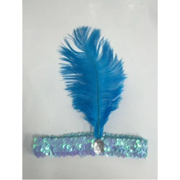 Periboia Mavi Renk Tüylü Çarliston Saç Bandı