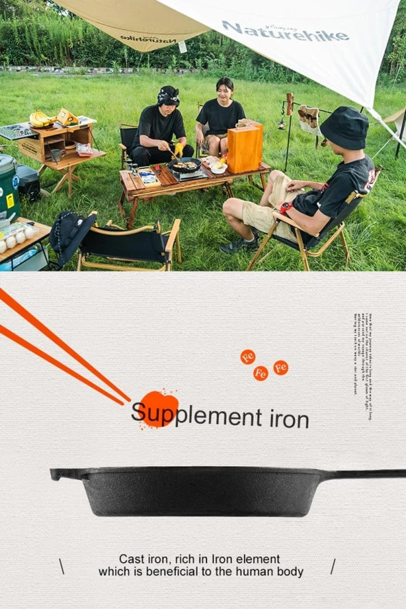 Naturehike Ultra Light Demir Döküm Tava 10 Inch - 9