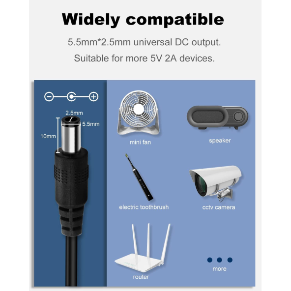 Siyah Universal AC Adaptör 5V 2A 10W 5.5mm x 2.5mm NO.002 - 4