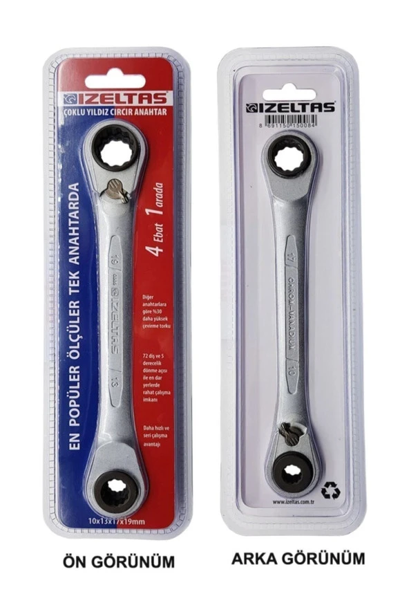 Çoklu Cırcır Anahtar 10-13*17*19 Dörtü Bir Arada. ürün görseli