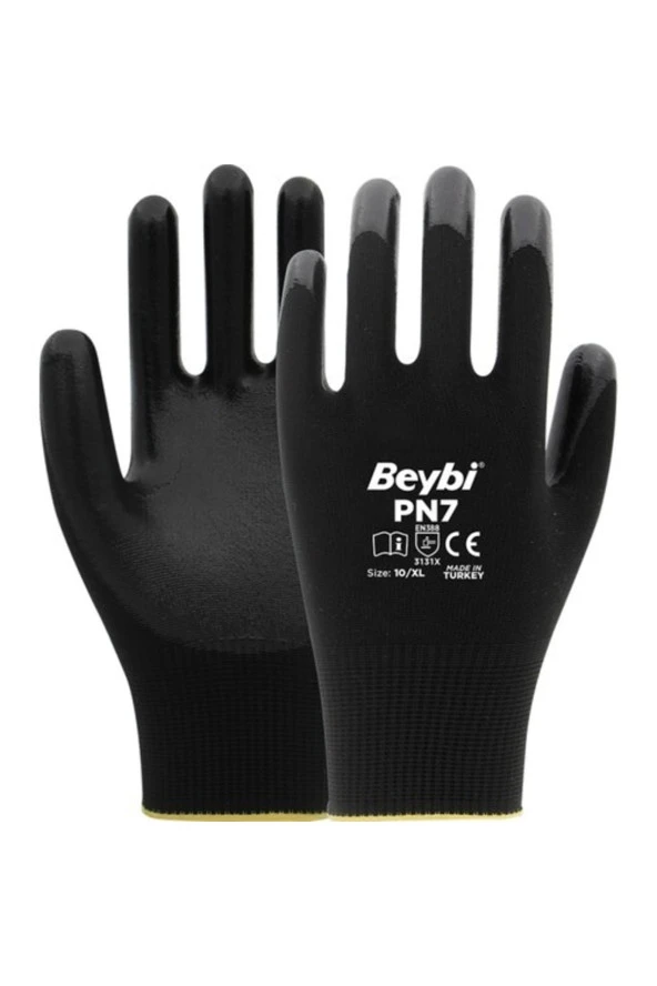 Nitril Poly Pn7 10 Beden Siyah Iş Eldiveni En388 3131x (12 Li Paket)
